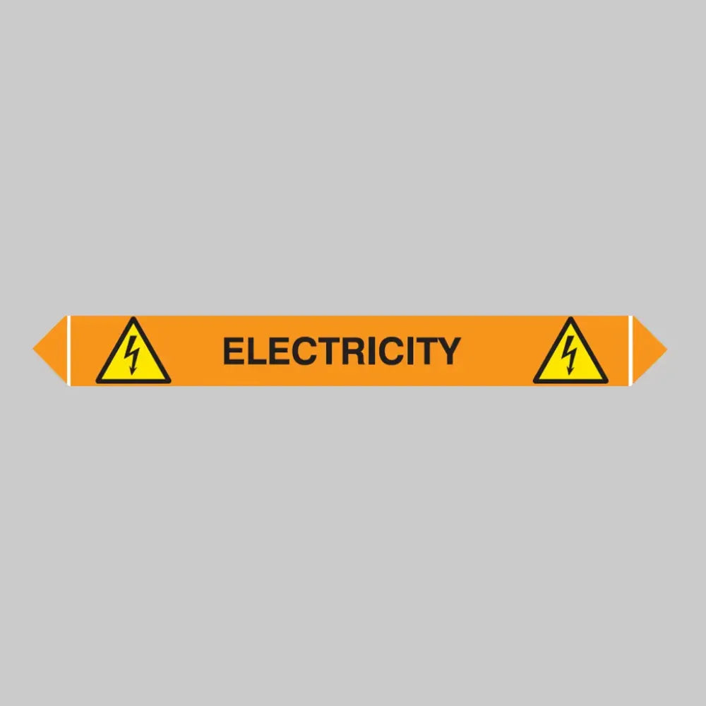 Flow marker Pk of 5 electricity 300x40mm self adhesive vinyl
