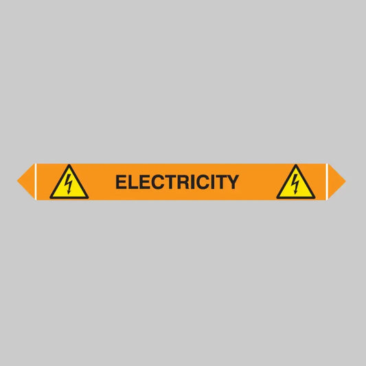 Flow marker Pk of 5 electricity 300x40mm self adhesive vinyl