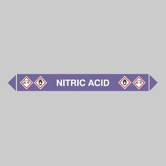 Flow marker Pk of 5 nitric acid 300x40mm self adhesive vinyl