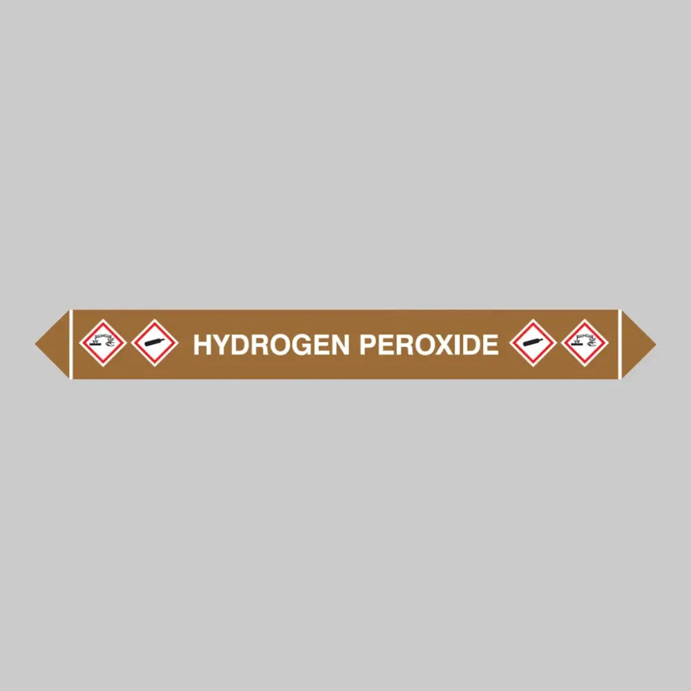 Flow marker Pk of 5 hydrogen peroxide 300x40mm self adhesive vinyl