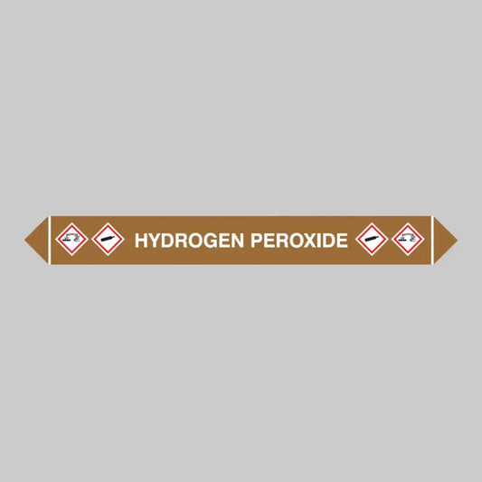 Flow marker Pk of 5 hydrogen peroxide 300x40mm self adhesive vinyl