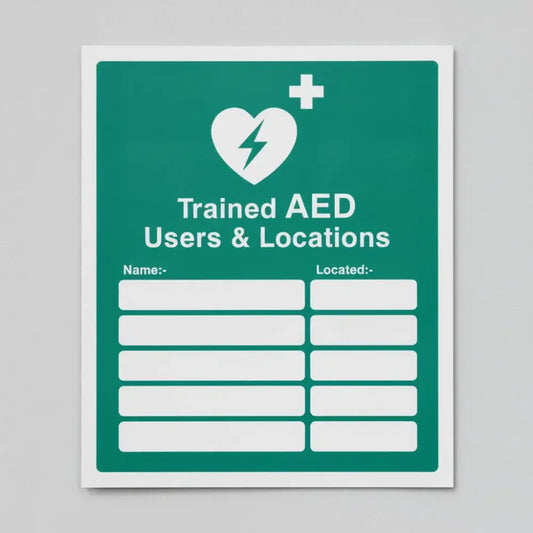 15997H Trained AED Users & Locations Rigid Plastic (300x250mm) Safety Sign