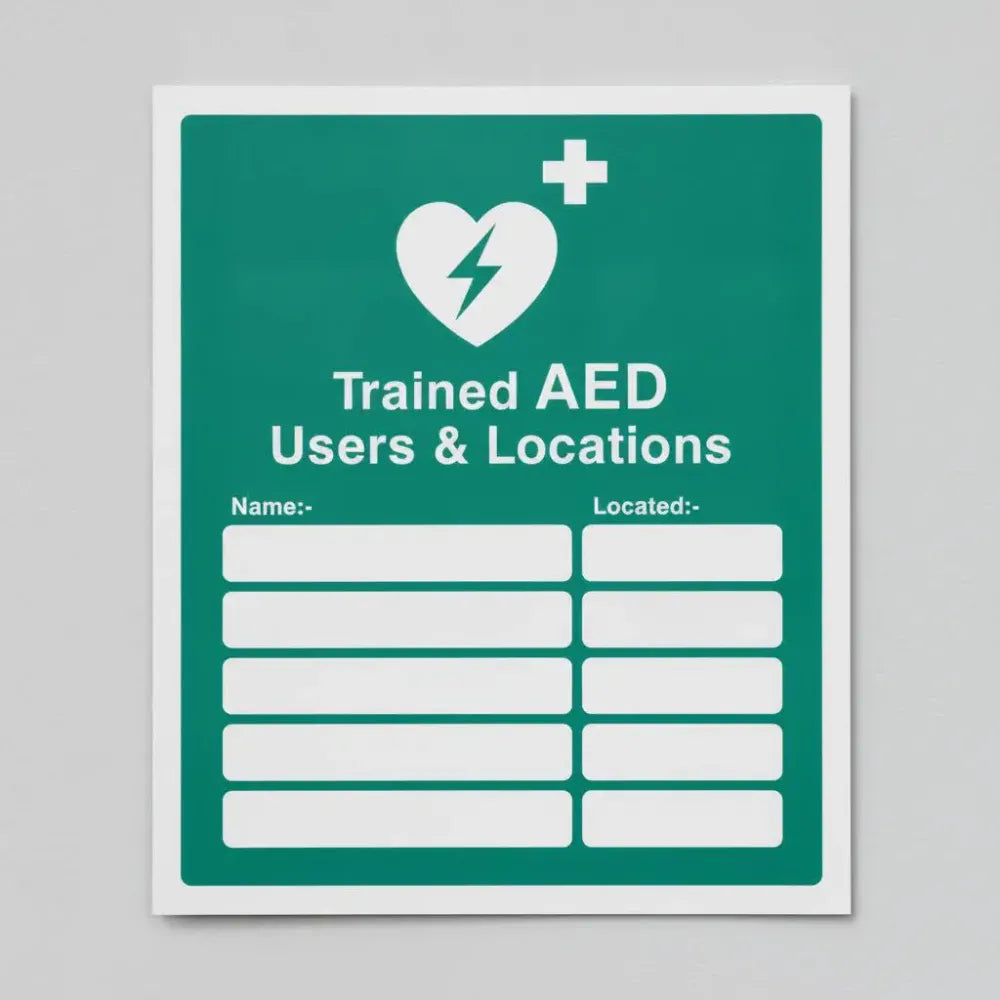 25997H Trained AED Users & Locations Self Adhesive Vinyl (300x250mm) Safety Sign
