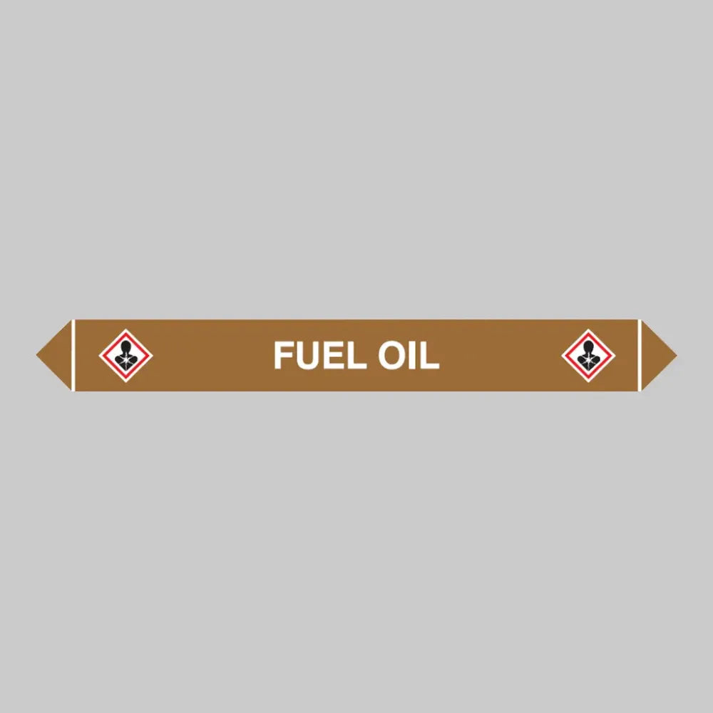 Flow marker Pk of 5 fuel oil 300x40mm self adhesive vinyl