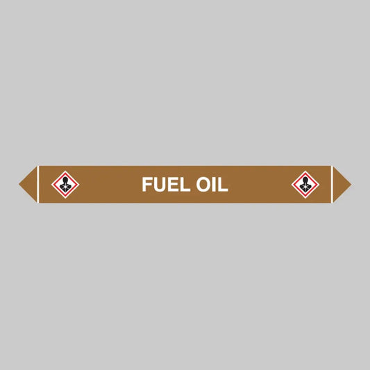 Flow marker Pk of 5 fuel oil 300x40mm self adhesive vinyl