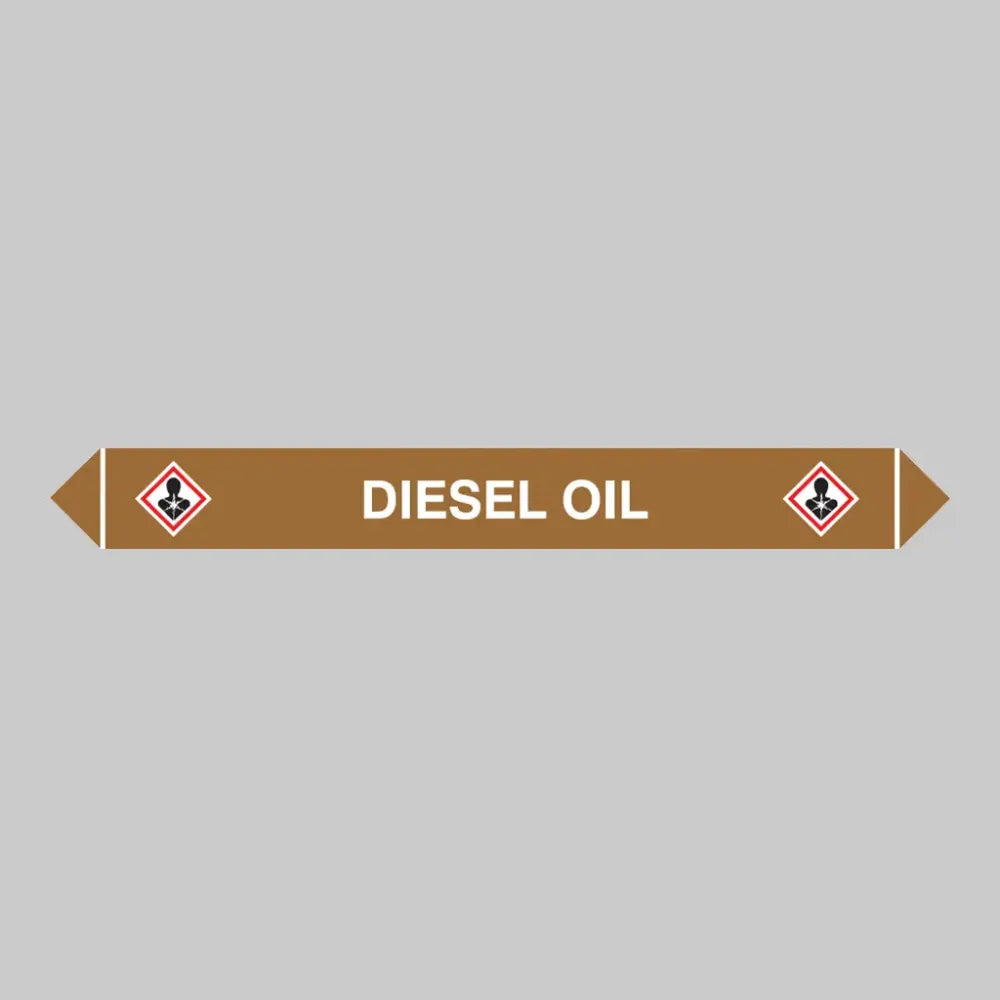 Flow marker Pk of 5 diesel oil 300x40mm self adhesive vinyl
