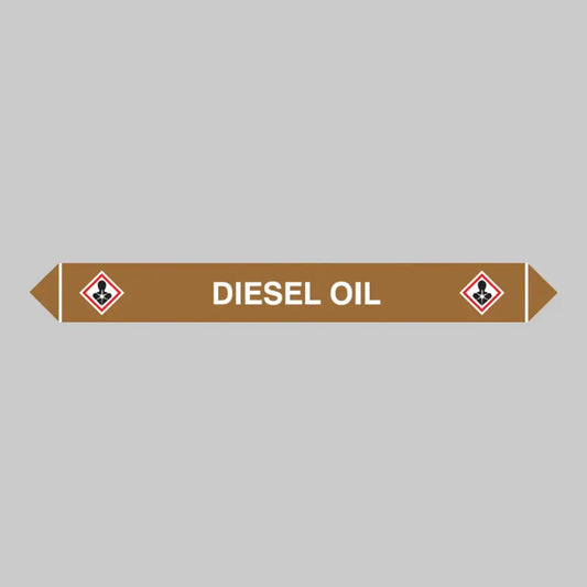Flow marker Pk of 5 diesel oil 300x40mm self adhesive vinyl