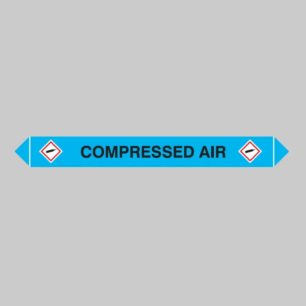 Flow marker Pk of 5 compressed air 300x40mm self adhesive vinyl