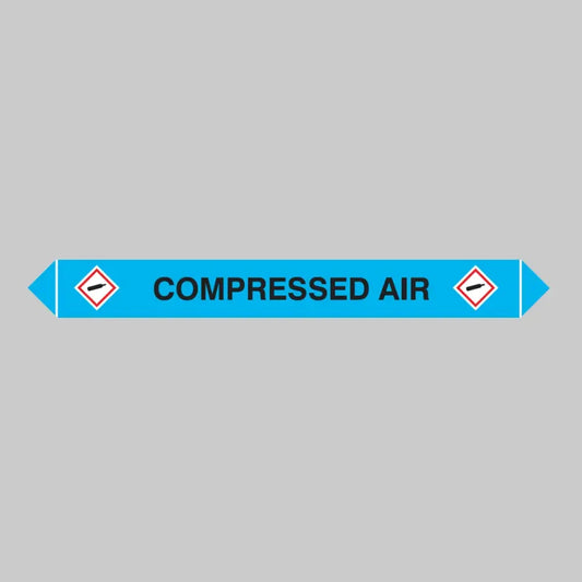 Flow marker Pk of 5 compressed air 300x40mm self adhesive vinyl