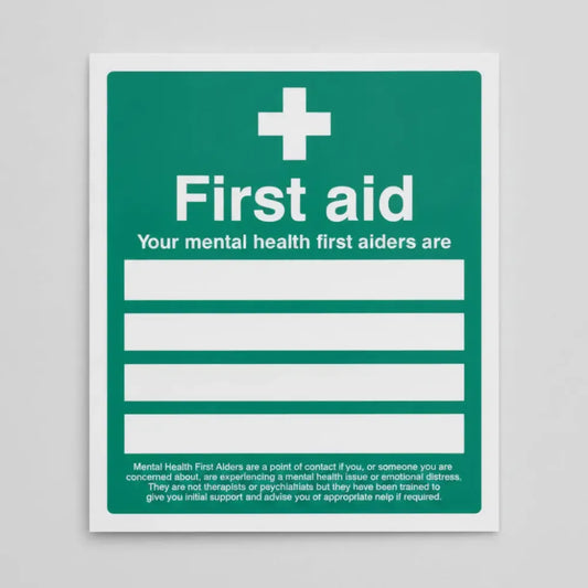 25999H Your mental health first aiders are Self Adhesive Vinyl (300x250mm) Safety Sign