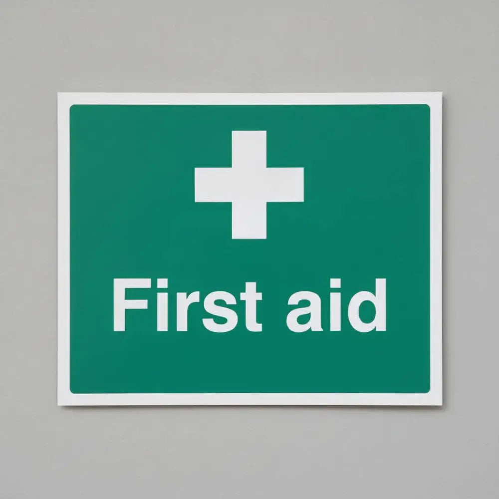 26019Y First aid Self Adhesive Vinyl (200x300mm) Safety Sign