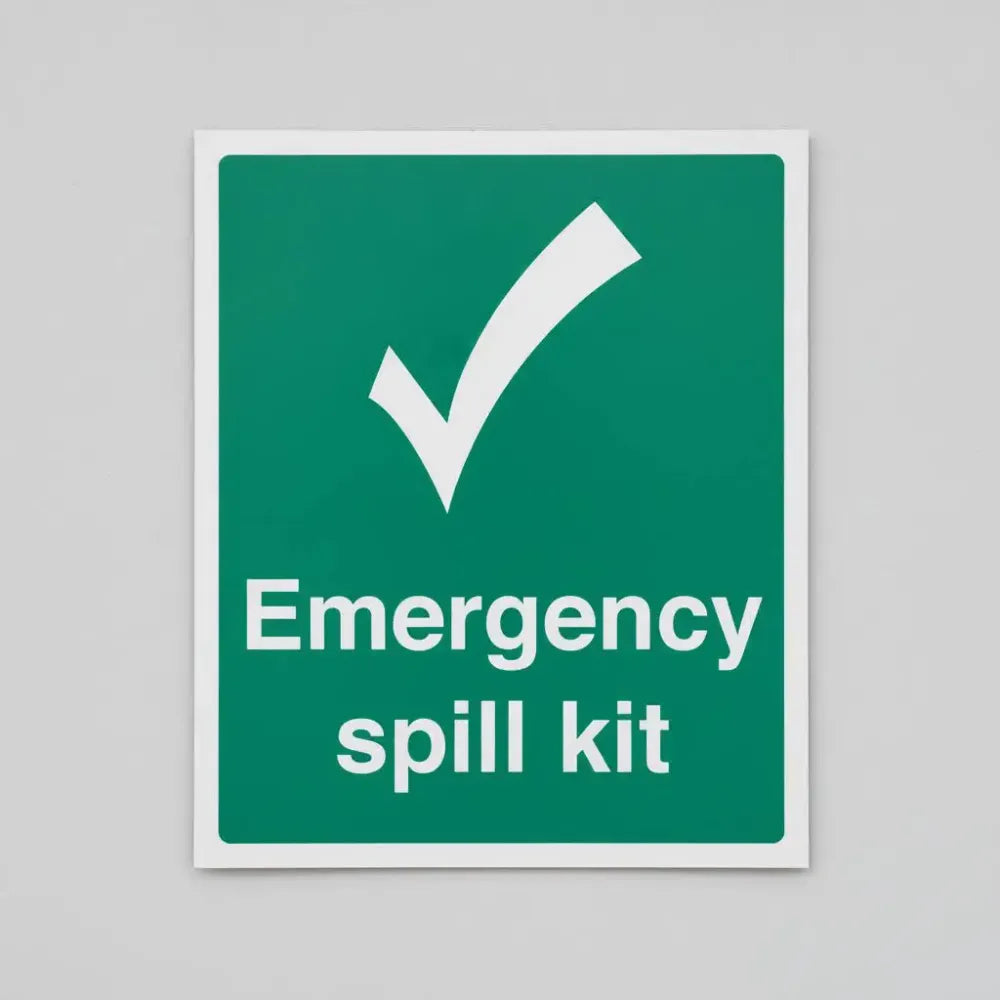 86030Y Emergency spill kit Quick-Fix Rigid PVC with SAV Backing (200x300mm) Safety Sign