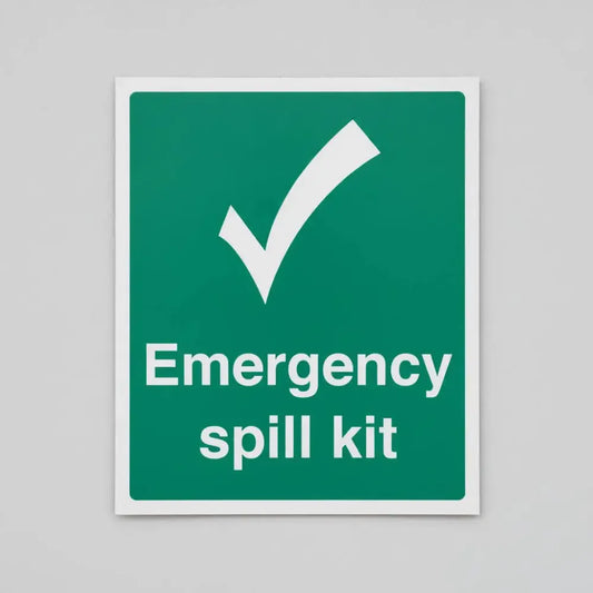 86030Y Emergency spill kit Quick-Fix Rigid PVC with SAV Backing (200x300mm) Safety Sign