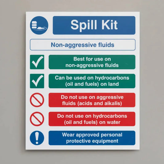 16041Y Spill kit non-agressive fluids Rigid Plastic (200x300mm) Safety Sign