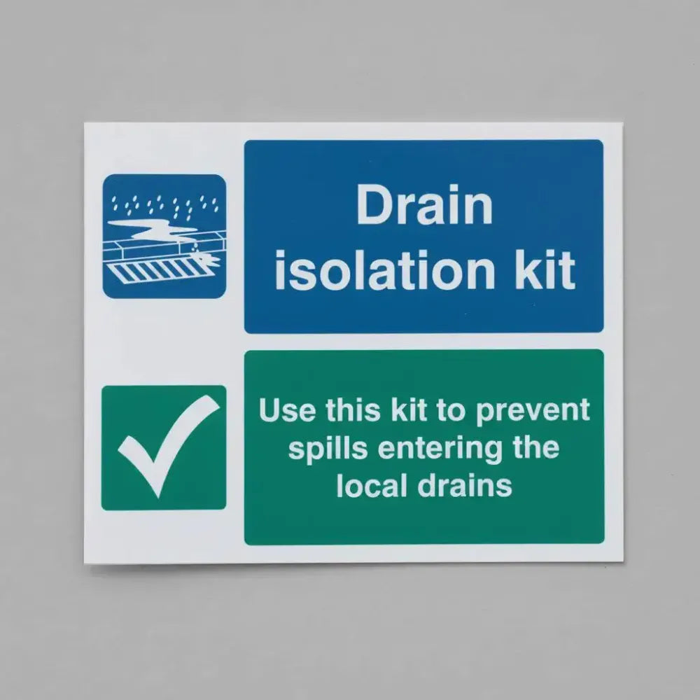 16046Y Drain isolation kit use this kit to prevent spills entering the local drains Rigid Plastic (200x300mm) Safety Sign