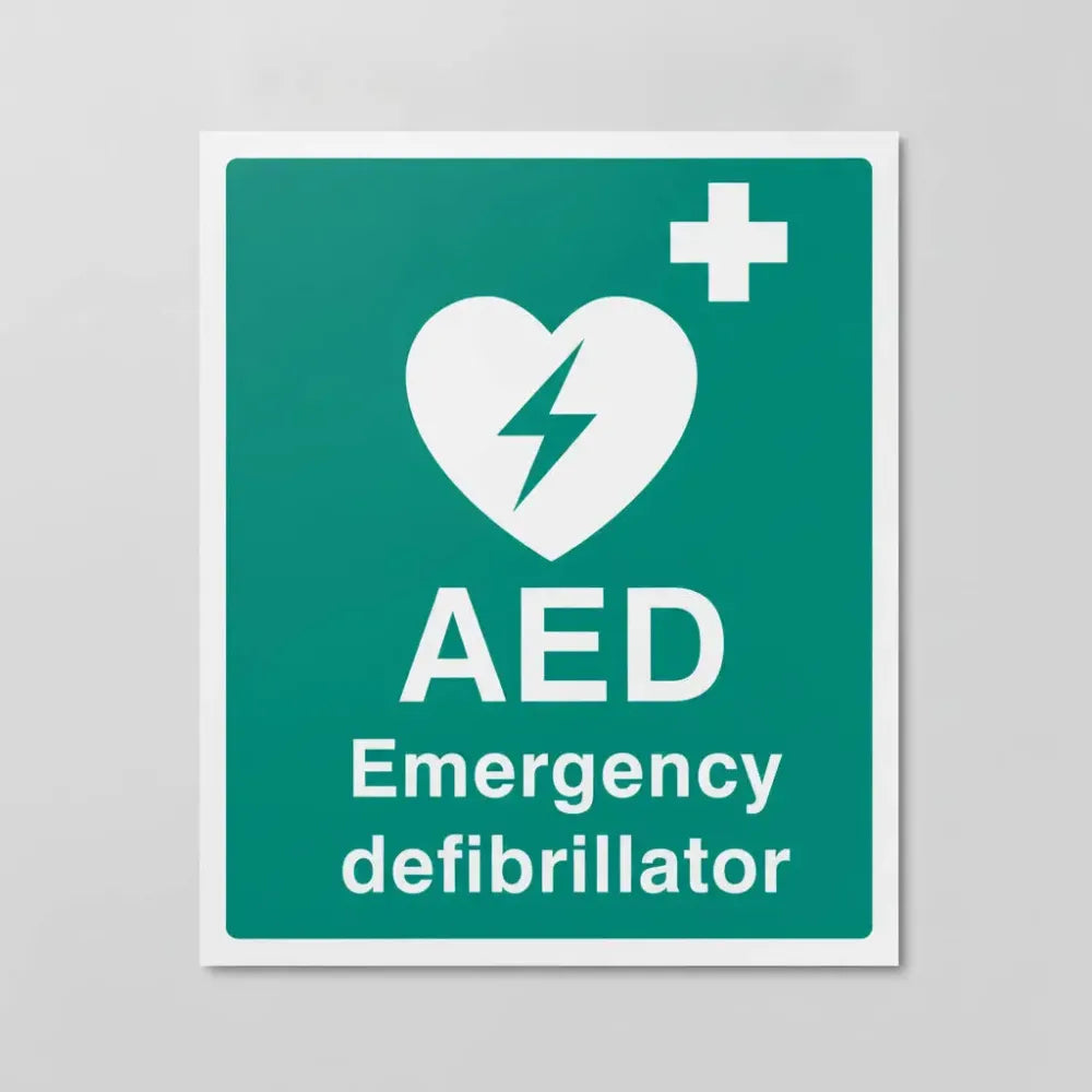16053Y AED Emergency defibrillator Rigid Plastic (200x300mm) Safety Sign