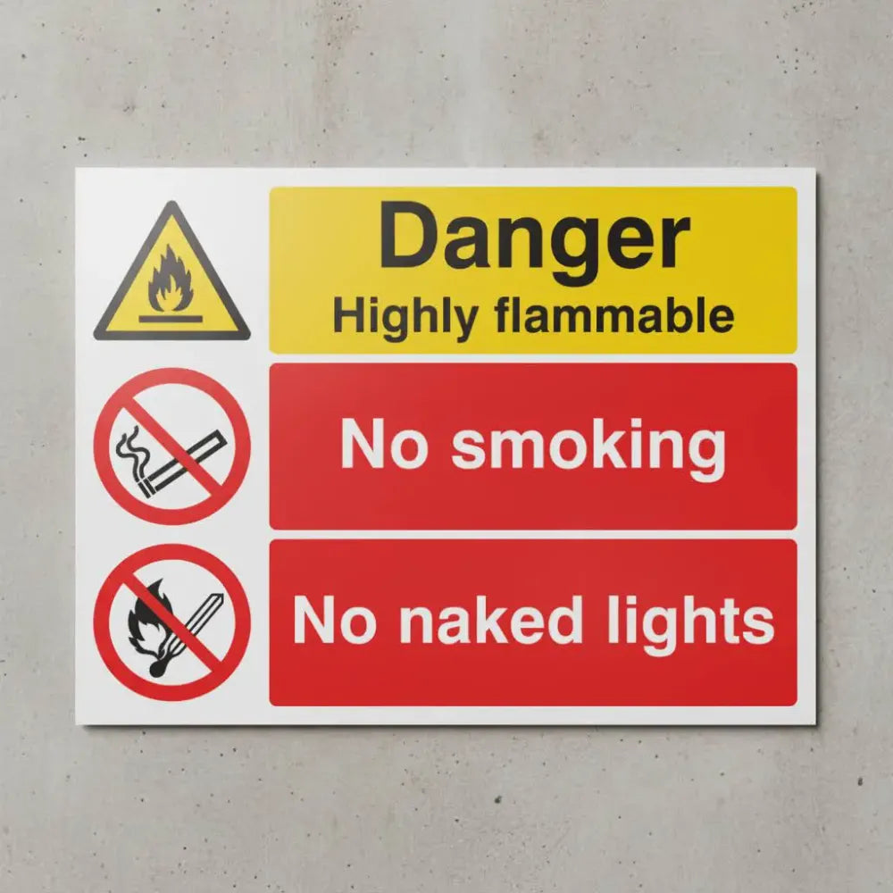 Danger highly flammable no smoking no naked lights