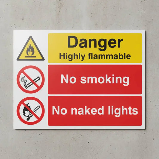 Danger highly flammable no smoking no naked lights