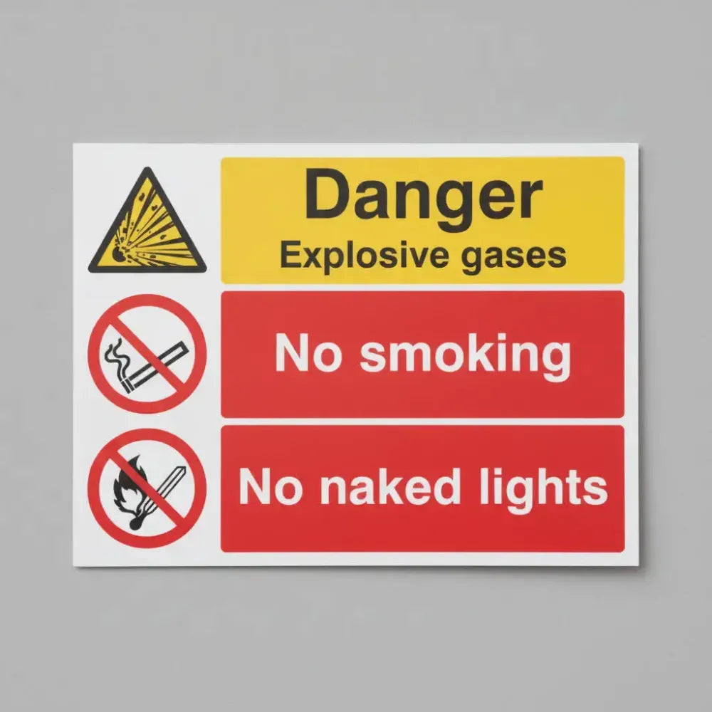 Danger explosive gases no smoking no naked lights