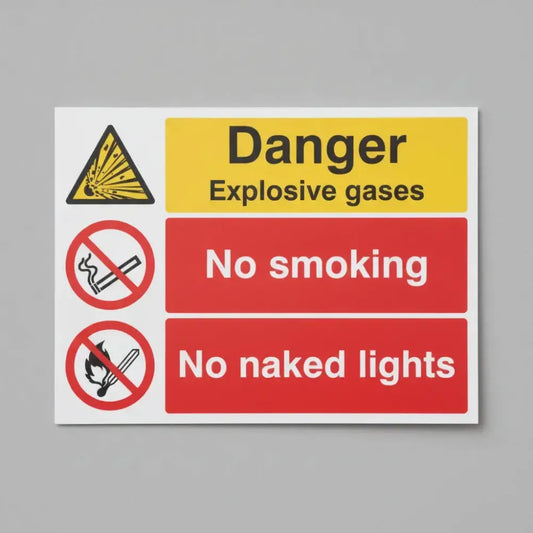 Danger explosive gases no smoking no naked lights