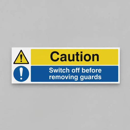 Caution switch off before removing guards