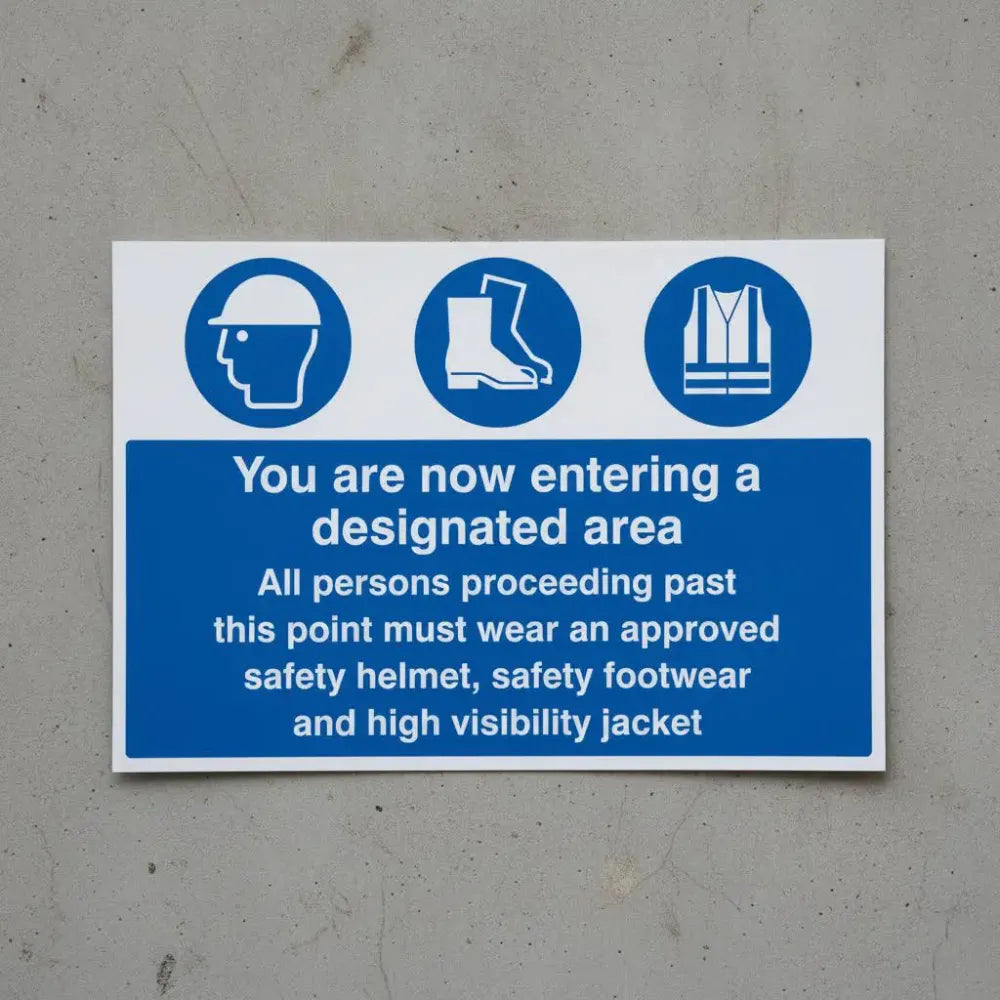 Entering designated area must wear helmet, footwear & jacket