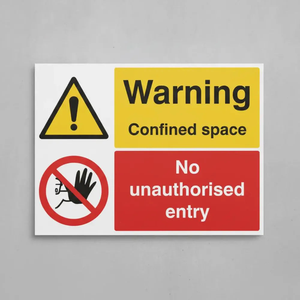 26265Y Warning confined space no unauthorised entry Self Adhesive Vinyl (200x300mm) Safety Sign