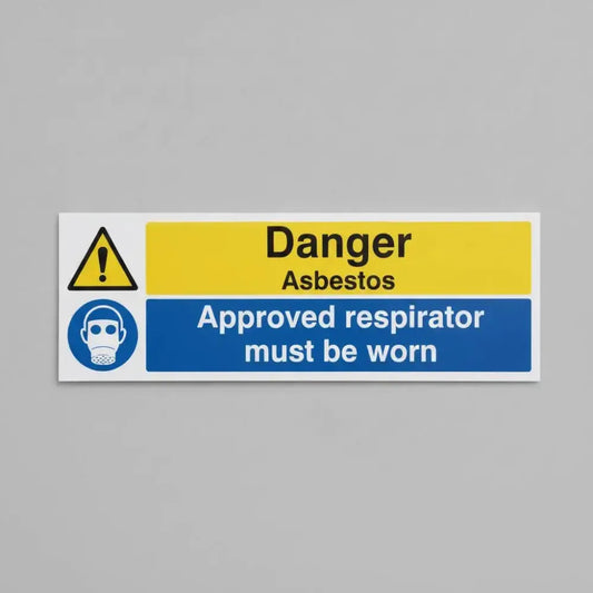 Danger asbestos approved respirator must be worn