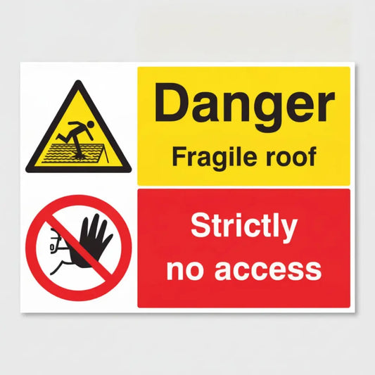 Danger fragile roof strictly no access