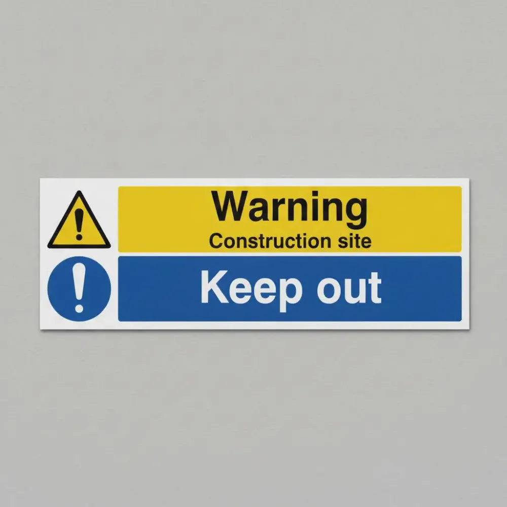 16404Q Warning construction site keep out Rigid Plastic (600x450mm) Safety Sign