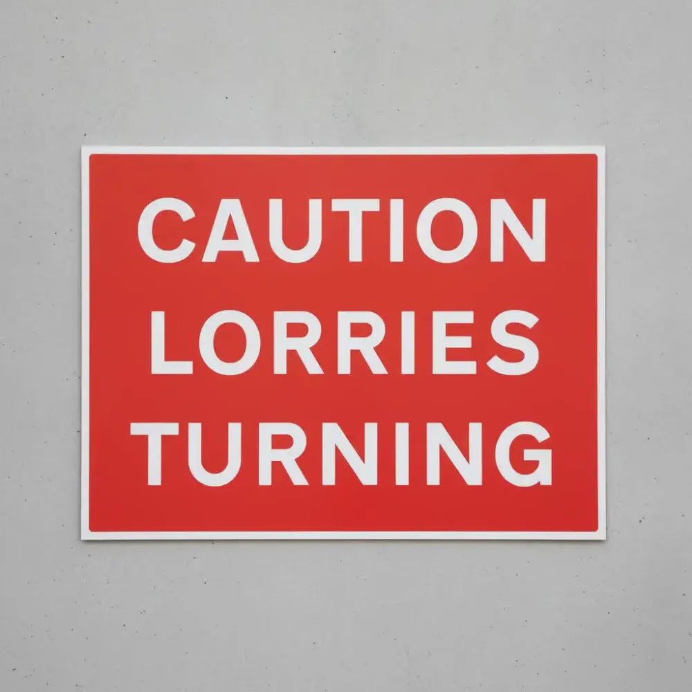 76438Q Caution lorries turning Ultra Durable 2mm PET (600x450mm) Safety Sign