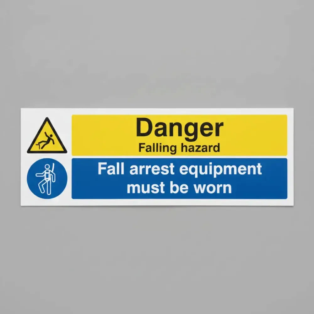Danger falling hazard fall arrest equipment must be worn