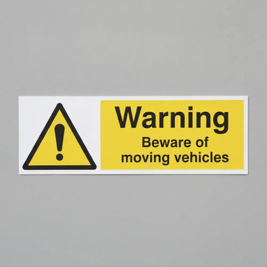 Warning beware of moving vehicles