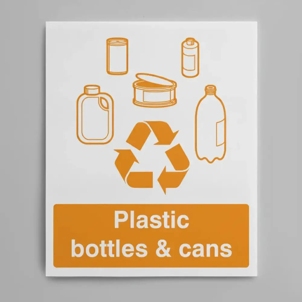 26618Y Plastic bottles & cans recycling Self Adhesive Vinyl (200x300mm) Safety Sign