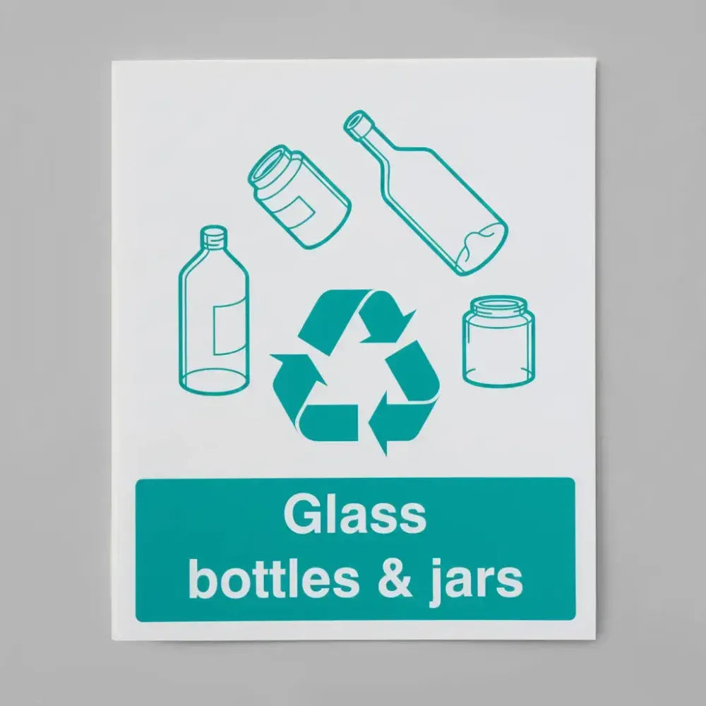 26623Y Glass bottles & jars recycling Self Adhesive Vinyl (200x300mm) Safety Sign