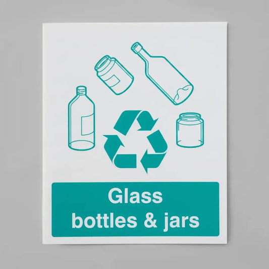 26623Y Glass bottles & jars recycling Self Adhesive Vinyl (200x300mm) Safety Sign