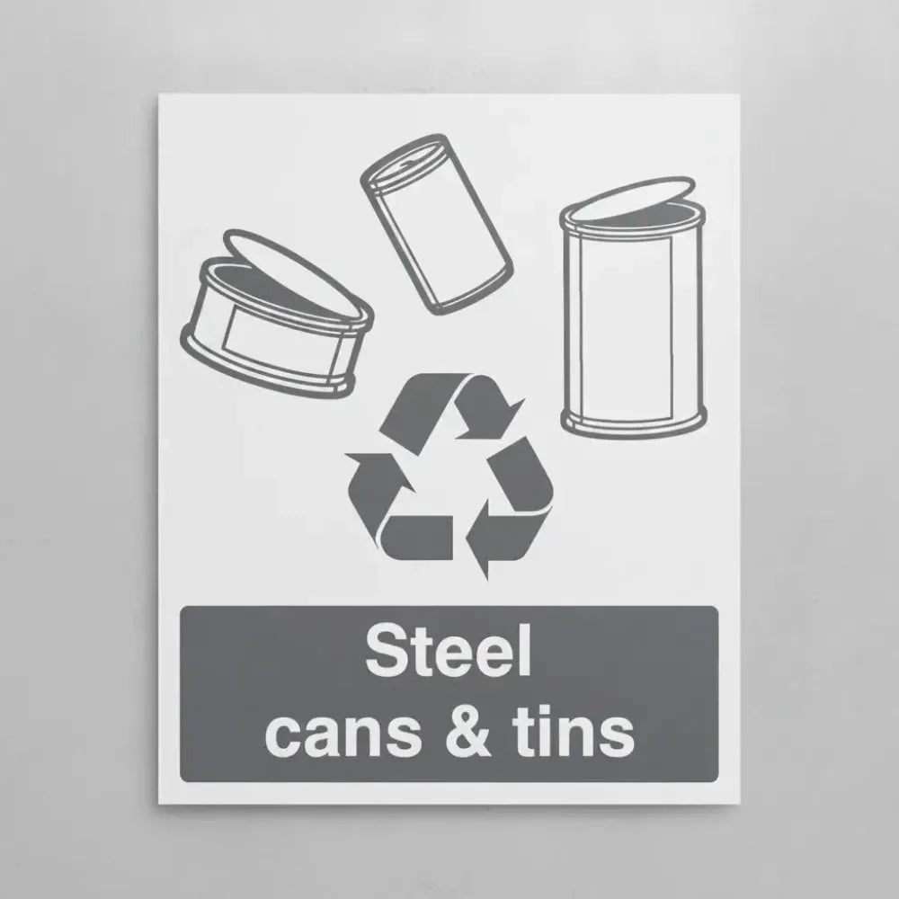 26625Y Steel cans & tins Self Adhesive Vinyl (200x300mm) Safety Sign
