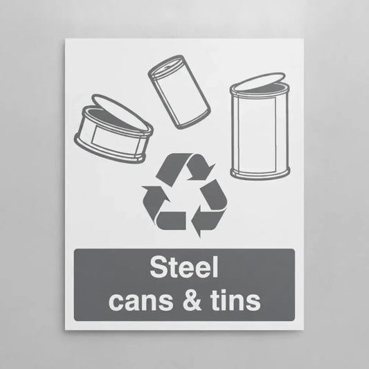 26625Y Steel cans & tins Self Adhesive Vinyl (200x300mm) Safety Sign