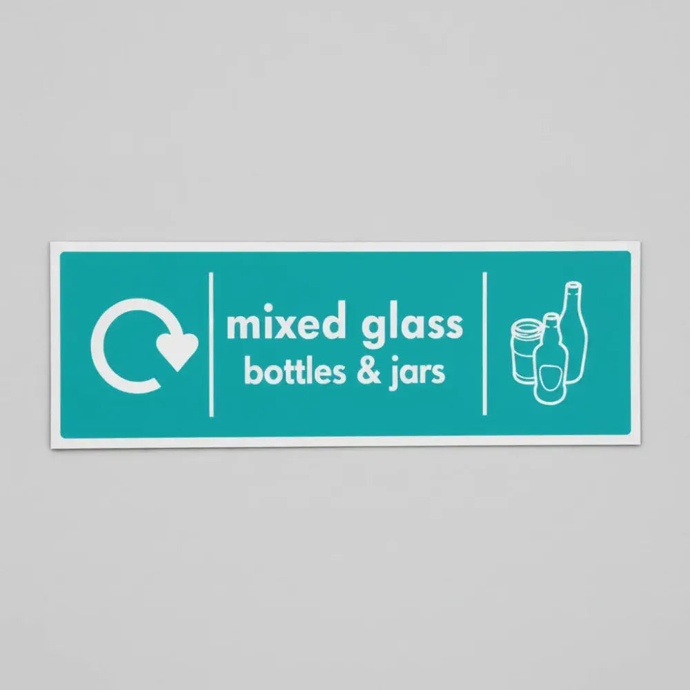 Mixed glass bottles & jars - WRAP Recycling sign