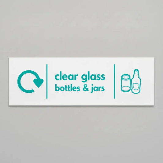 Clear glass bottles & jars - WRAP Recycling sign