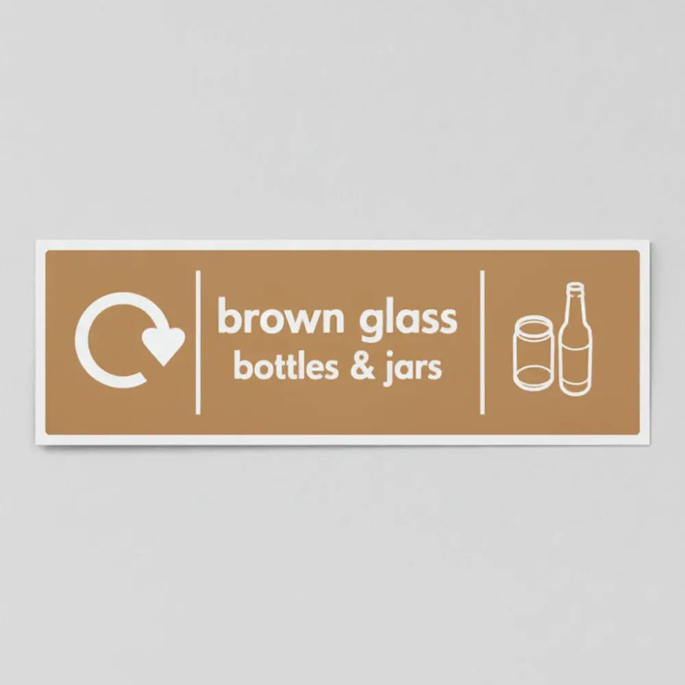 Brown glass bottles & jars - WRAP Recycling sign