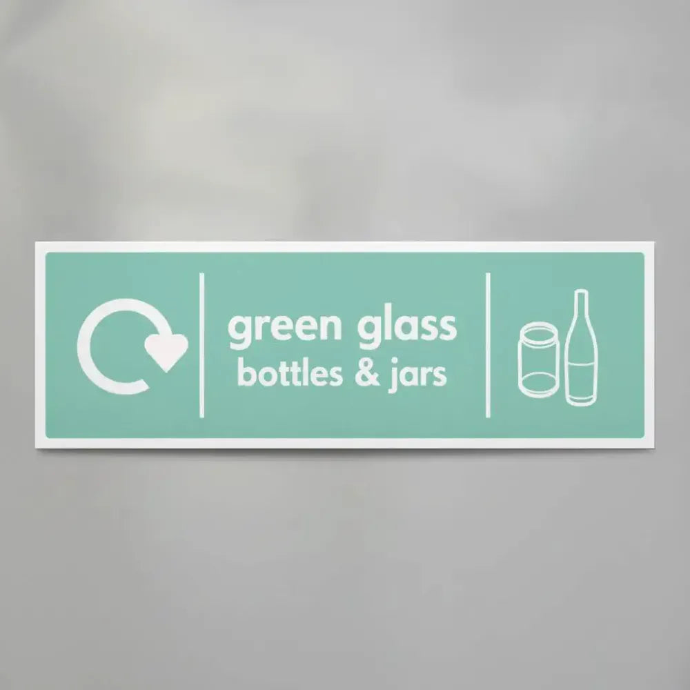 Green glass bottles & jars - WRAP Recycling sign