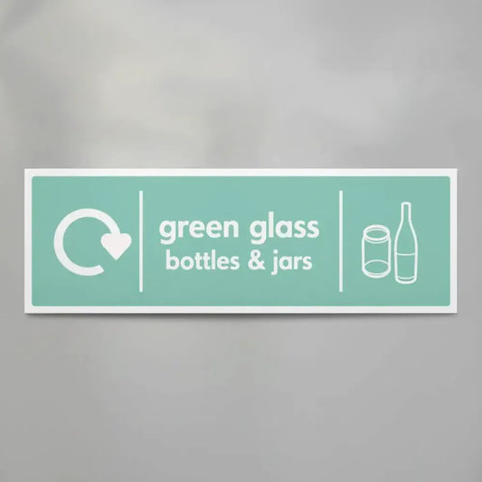 Green glass bottles & jars - WRAP Recycling sign