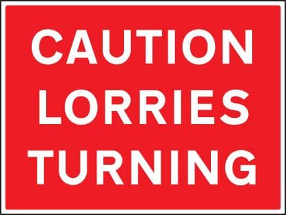 66438Q Caution lorries turning Aluminium (600x450mm) Safety Sign
