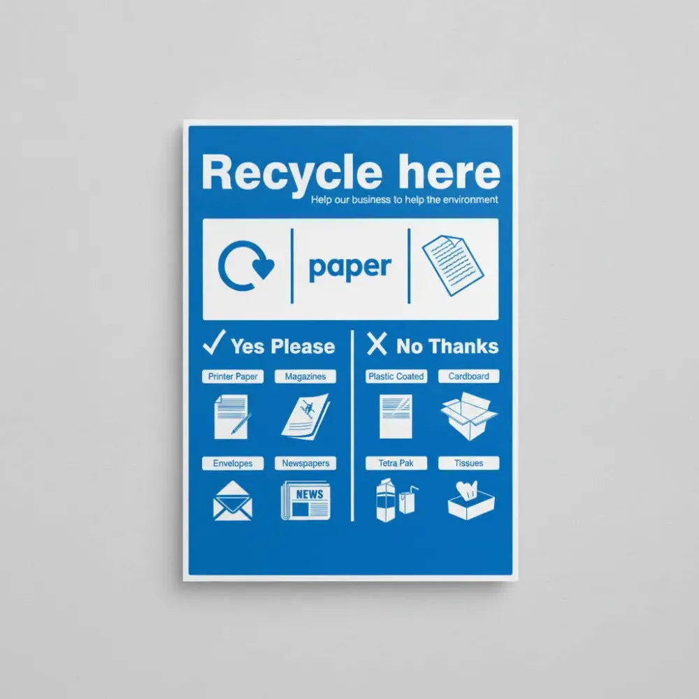 26673Y Paper - WRAP Recycle here sign Self Adhesive Vinyl (200x300mm) Safety Sign