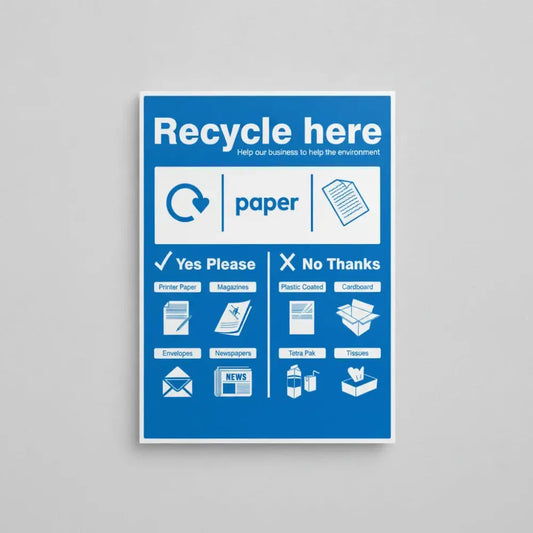 26673H Paper - WRAP Recycle here sign Self Adhesive Vinyl (300x250mm) Safety Sign