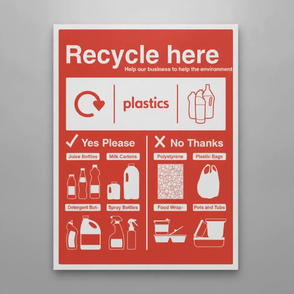 26676Y Plastic bottles - WRAP Recycle here sign Self Adhesive Vinyl (200x300mm) Safety Sign
