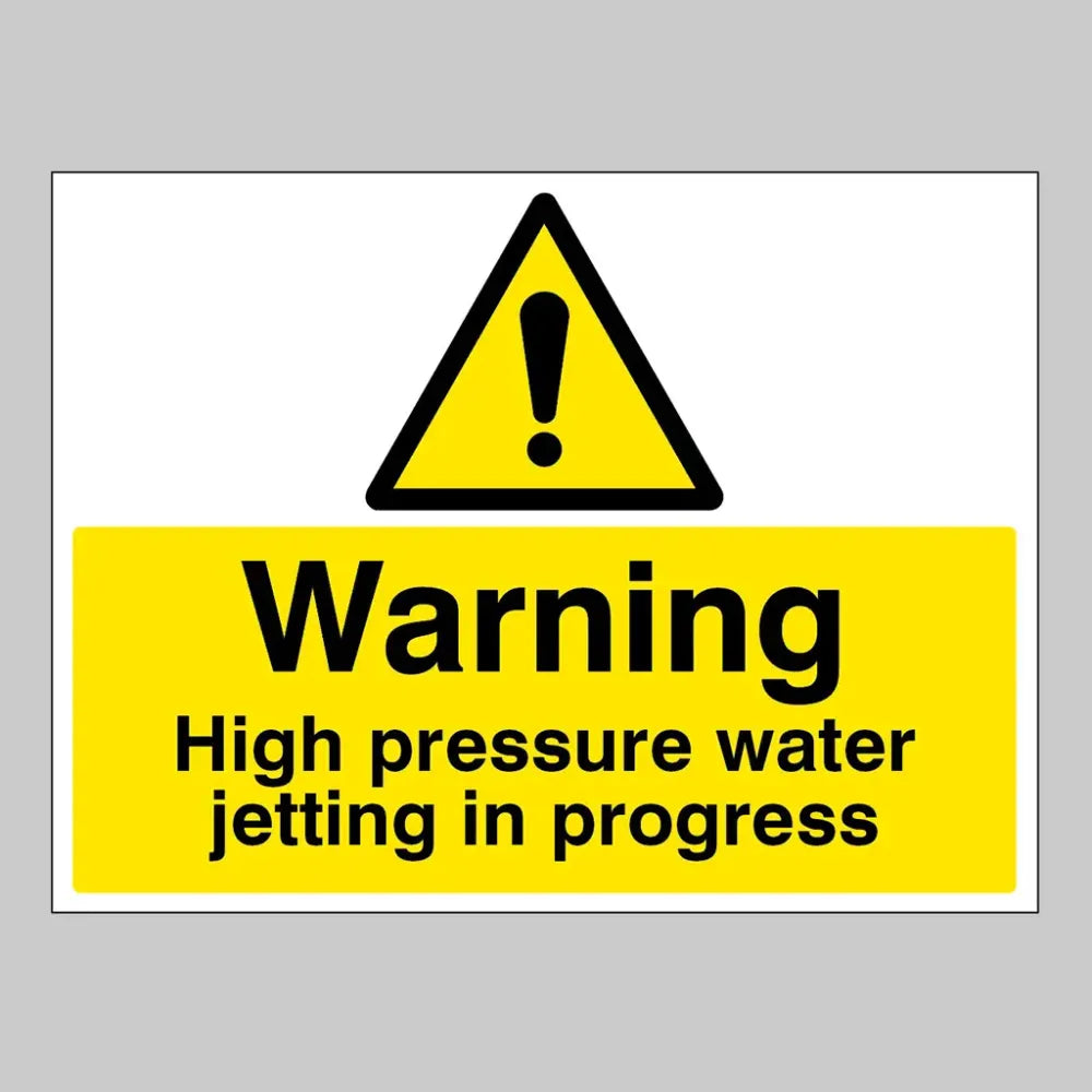 16681Q Warning High pressure water jetting in progress Rigid Plastic (600x450mm) Safety Sign