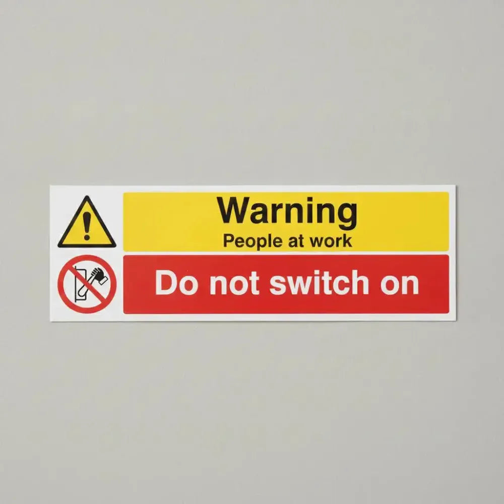 16690G Warning People at work do not switch on Rigid Plastic (300x100mm) Safety Sign
