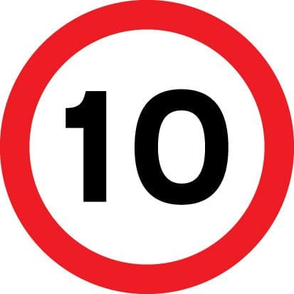 67502N 10 mph Aluminium (400x400mm) Safety Sign